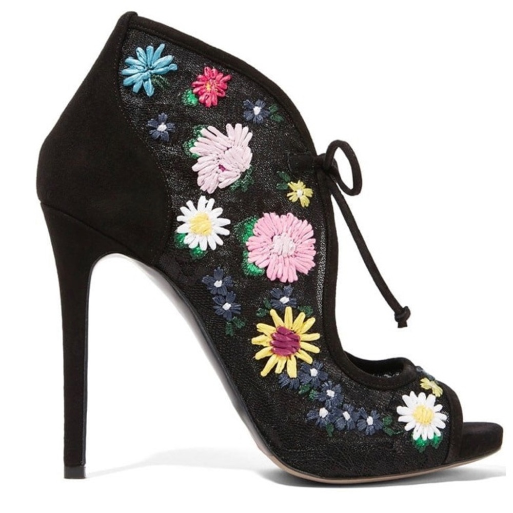 Tabitha Simmons Dusty Meadow Black Lace/multi Raf heels